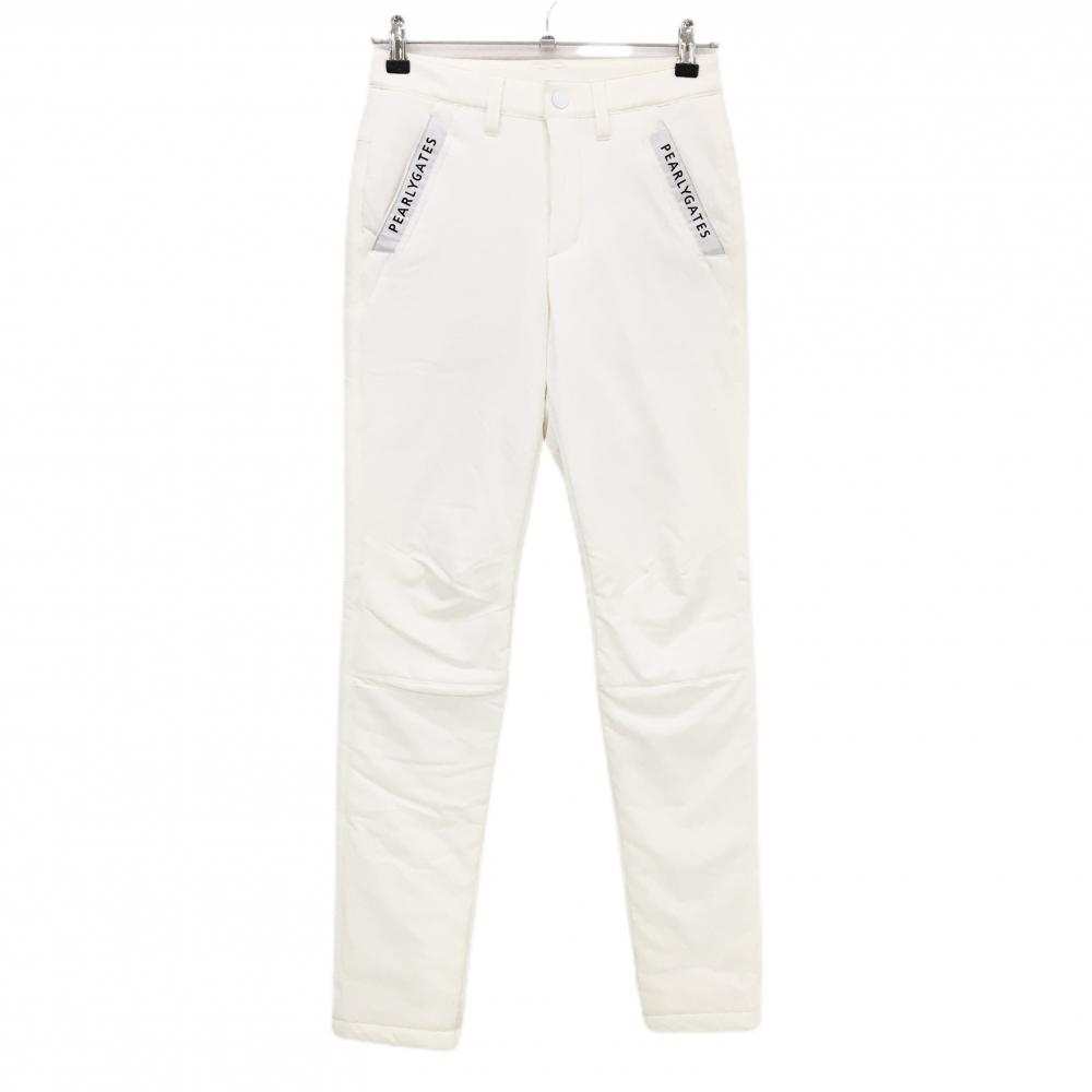 【美品】パーリーゲイツ 中綿パンツ 白×黒 ポケット口ロゴ レディース 00(XS) ゴルフウェア PEARLY GATES