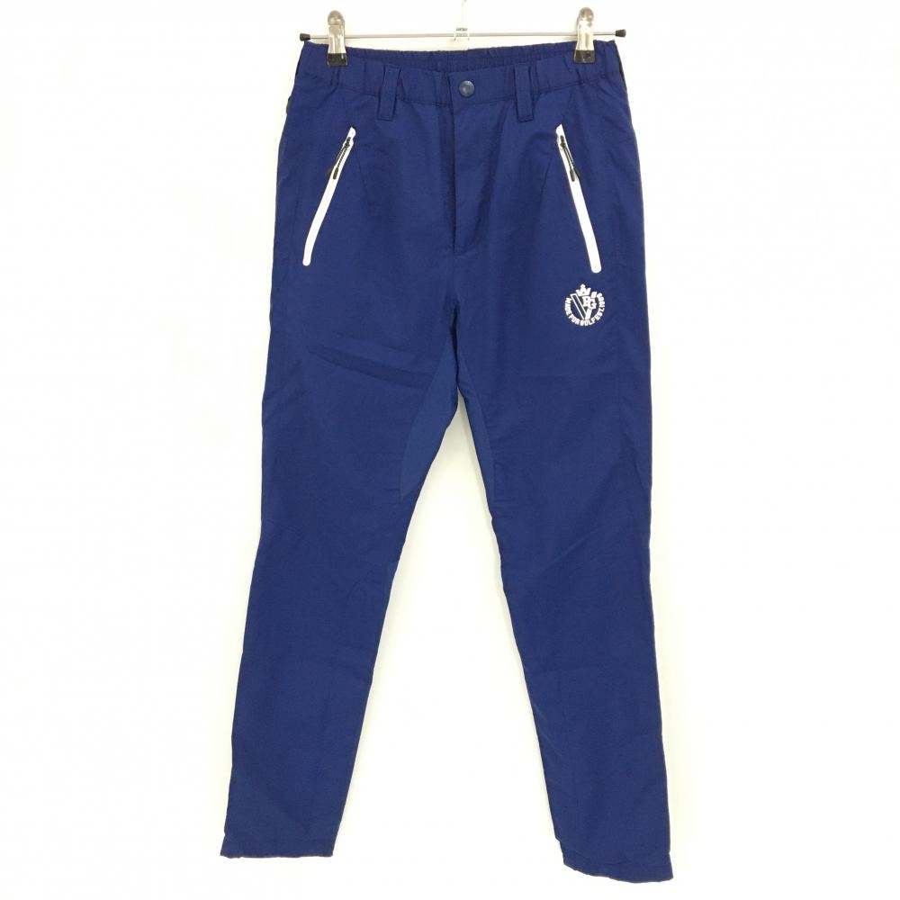 超美品】パーリーゲイツ 中綿パンツ ネイビー 織生地 ロゴライトブルー