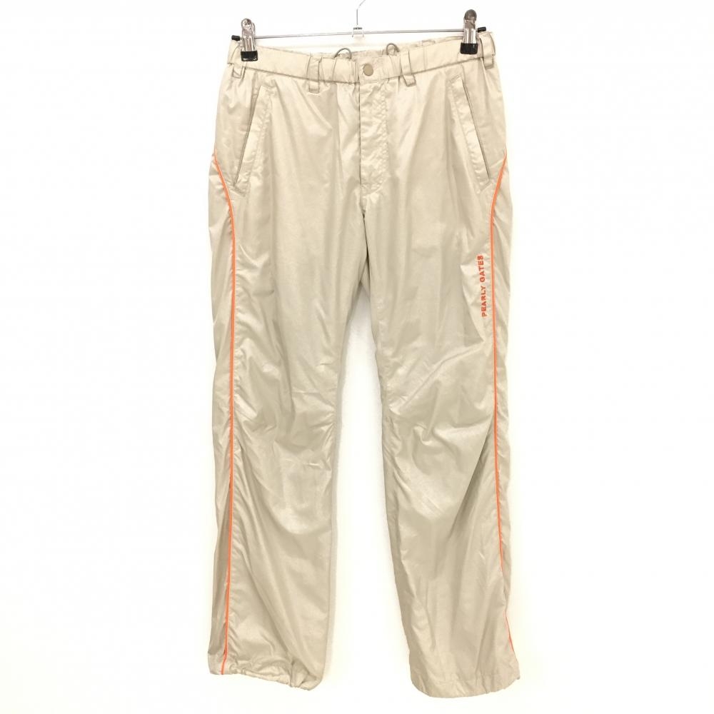 【美品】パーリーゲイツ パンツ ベージュ×オレンジ 蓄熱裏地 裾ドローコード  レディース 1(M) ゴルフウェア PEARLY GATES