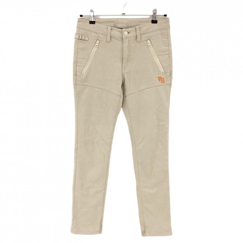 パーリーゲイツ パンツ ベージュ 起毛 ロゴオレンジ 裏地付 表微起毛 ティー装着可  レディース 0(S) ゴルフウェア PEARLY GATES