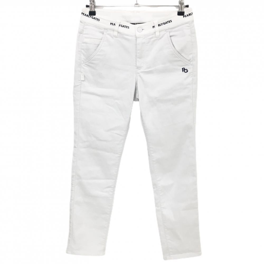パーリーゲイツ パンツ 白 ウエストロゴ刺しゅう 裏地付き レディース 1(M) ゴルフウェア PEARLY GATES