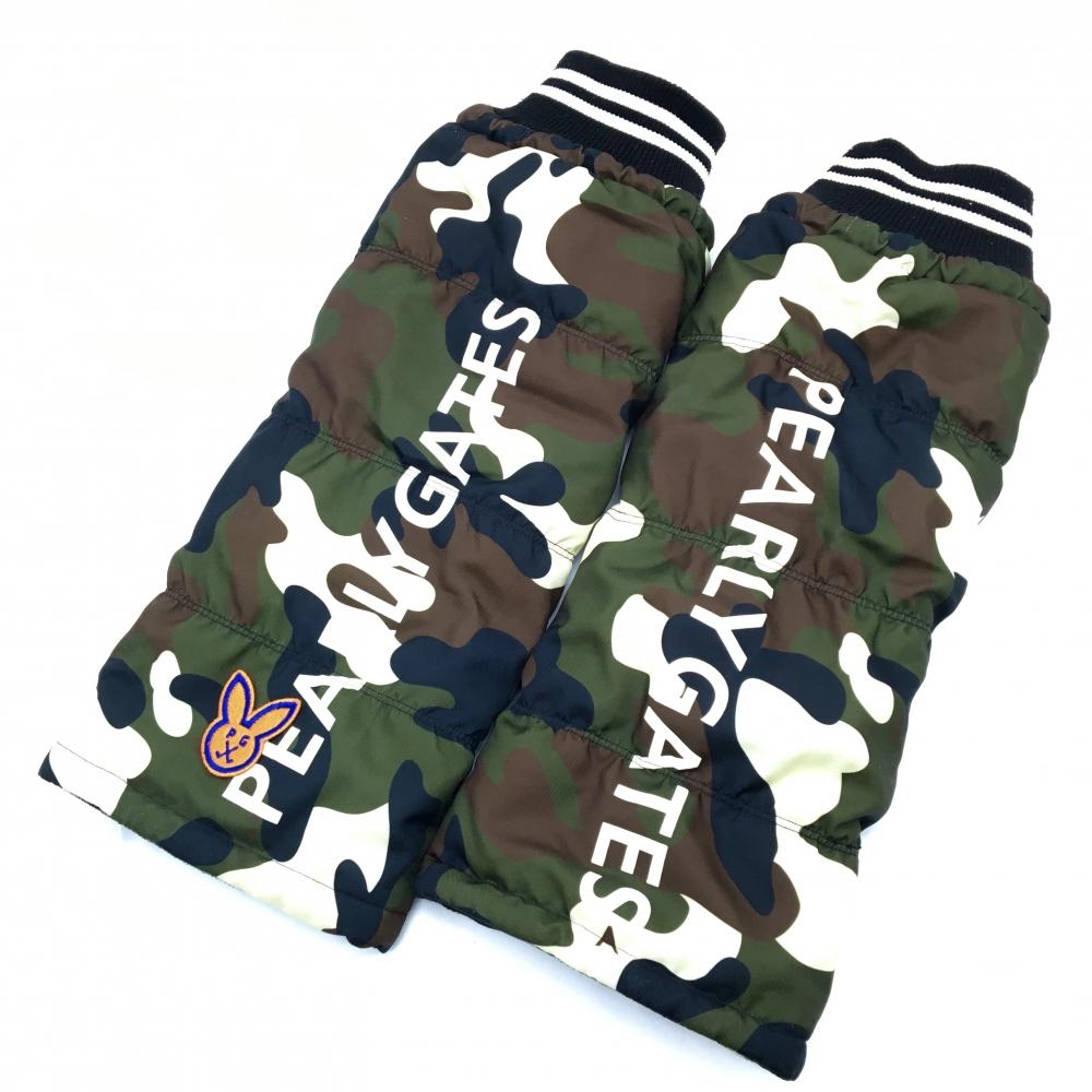 パーリーゲイツ レッグウォーマー カーキ×黒 カモフラ 迷彩 裏フリース レディース  ゴルフウェア PEARLY GATES