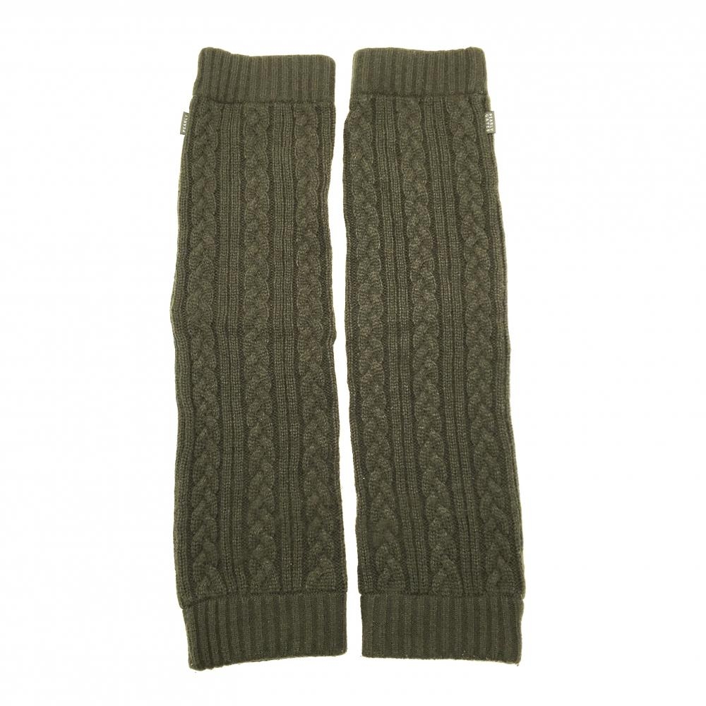 【美品】パーリーゲイツ ニットレッグウォーマー カーキ ケーブル編み レディース  ゴルフウェア PEARLY GATES