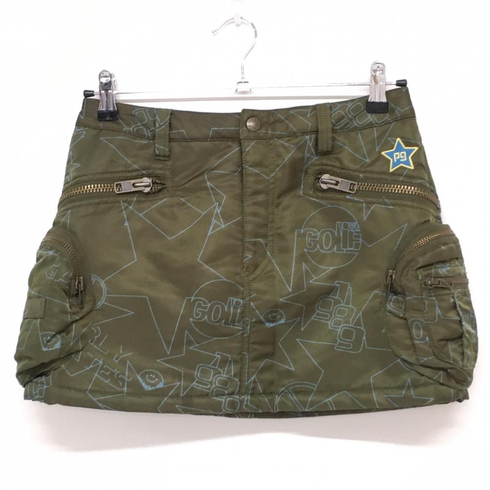 美品】パーリーゲイツ 中綿カーゴスカート ダークグリーン×ライト