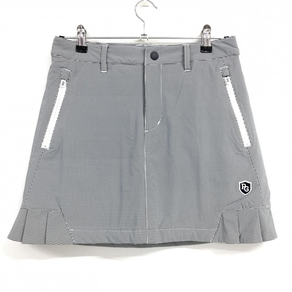 【美品】パーリーゲイツ 中綿スカート 黒×白 総柄 裾一部プリーツ レディース 1(M) ゴルフウェア PEARLY GATES