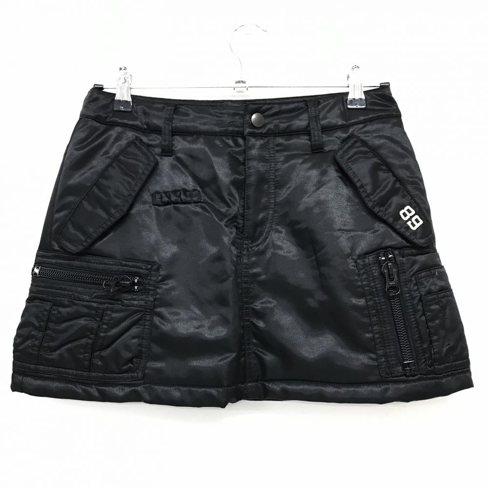 【超美品】パーリーゲイツ 中綿スカート 黒 複数ポケット ティー装着可  レディース 0(S) ゴルフウェア PEARLY GATES