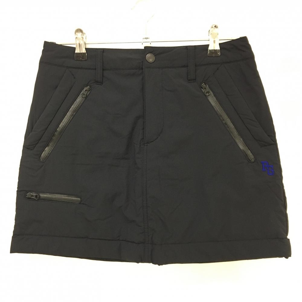 超美品】パーリーゲイツ 中綿ナイロンスカート 黒 ジップポケット 裾