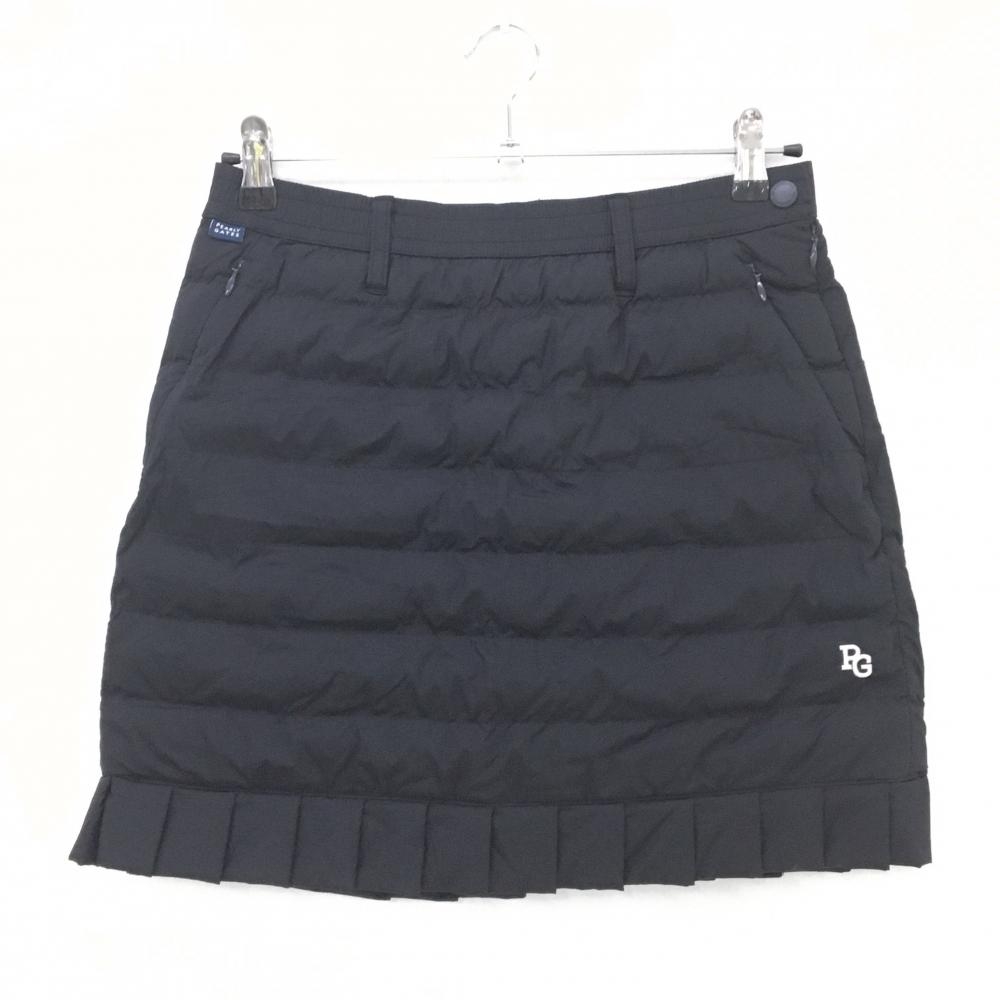【未使用品】パーリーゲイツ 中綿スカート 黒×白 後ロゴプリント 裾プリーツ レディース 1(M) ゴルフウェア PEARLY GATES