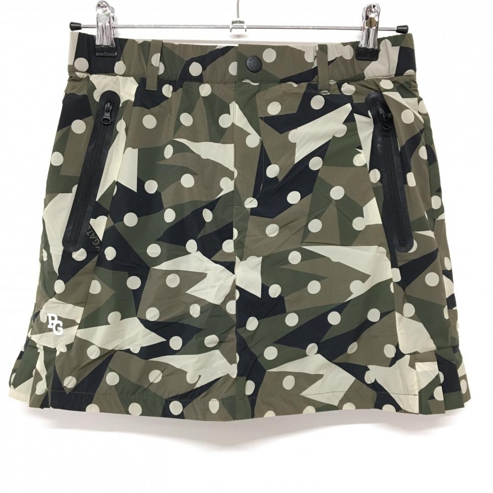 【新品】パーリーゲイツ 中綿スカート カーキ×黒 ドット柄 カモフラ風 サイドプリーツ レディース 0(S) ゴルフウェア PEARLY GATES