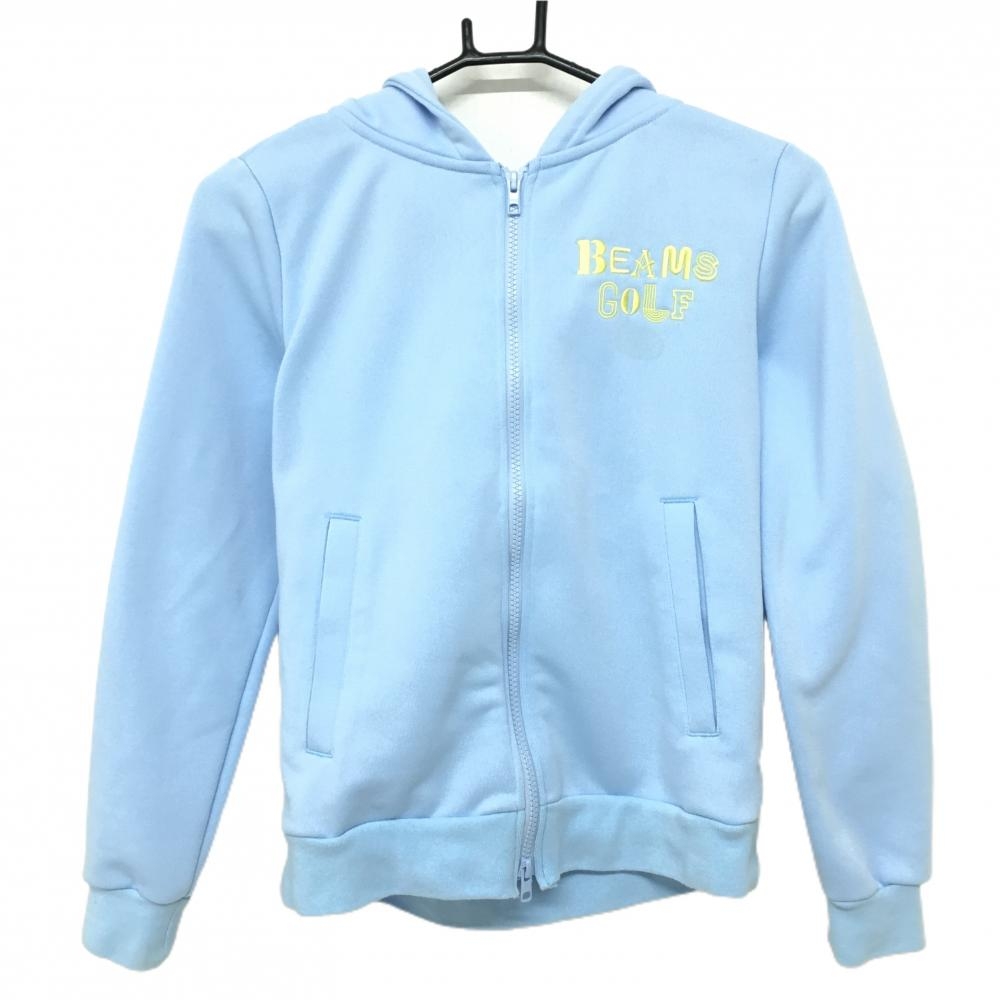 ビームスゴルフ ジップパーカー ライトブルー×イエロー 裏微起毛