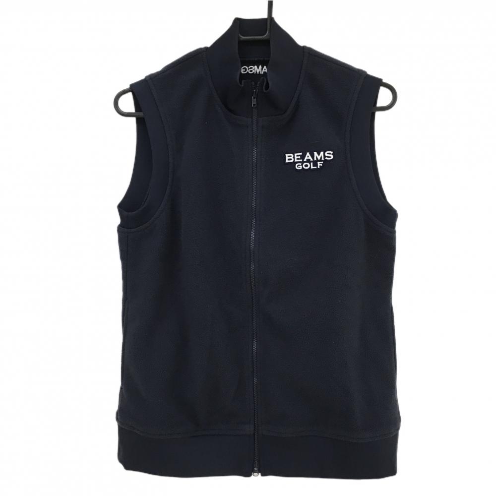 【超美品】ビームスゴルフ フリースベスト ネイビー ロゴ刺しゅう  レディース L ゴルフウェア 2023年モデル BEAMS GOLF