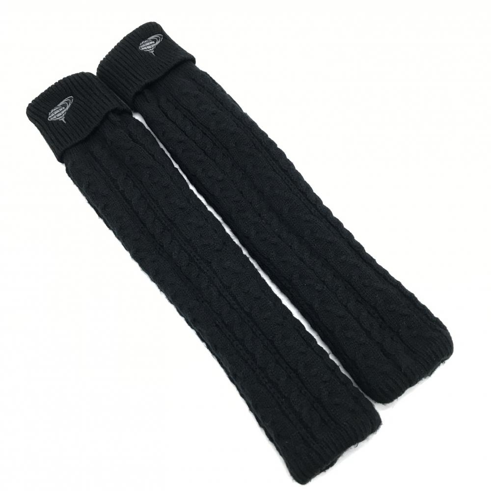 【美品】ビームスゴルフ ニットレッグウォーマー 黒 ケーブル編み 裏起毛 レディース  ゴルフウェア BEAMS GOLF