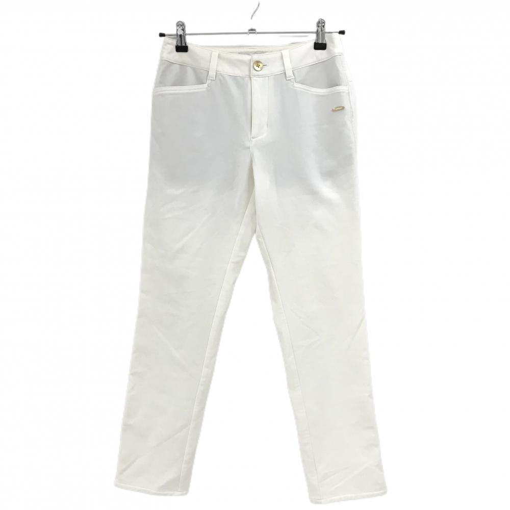 【超美品】ヒールクリーク パンツ 白 裏微起毛 サイドライン レディース 38 ゴルフウェア Heal Creek