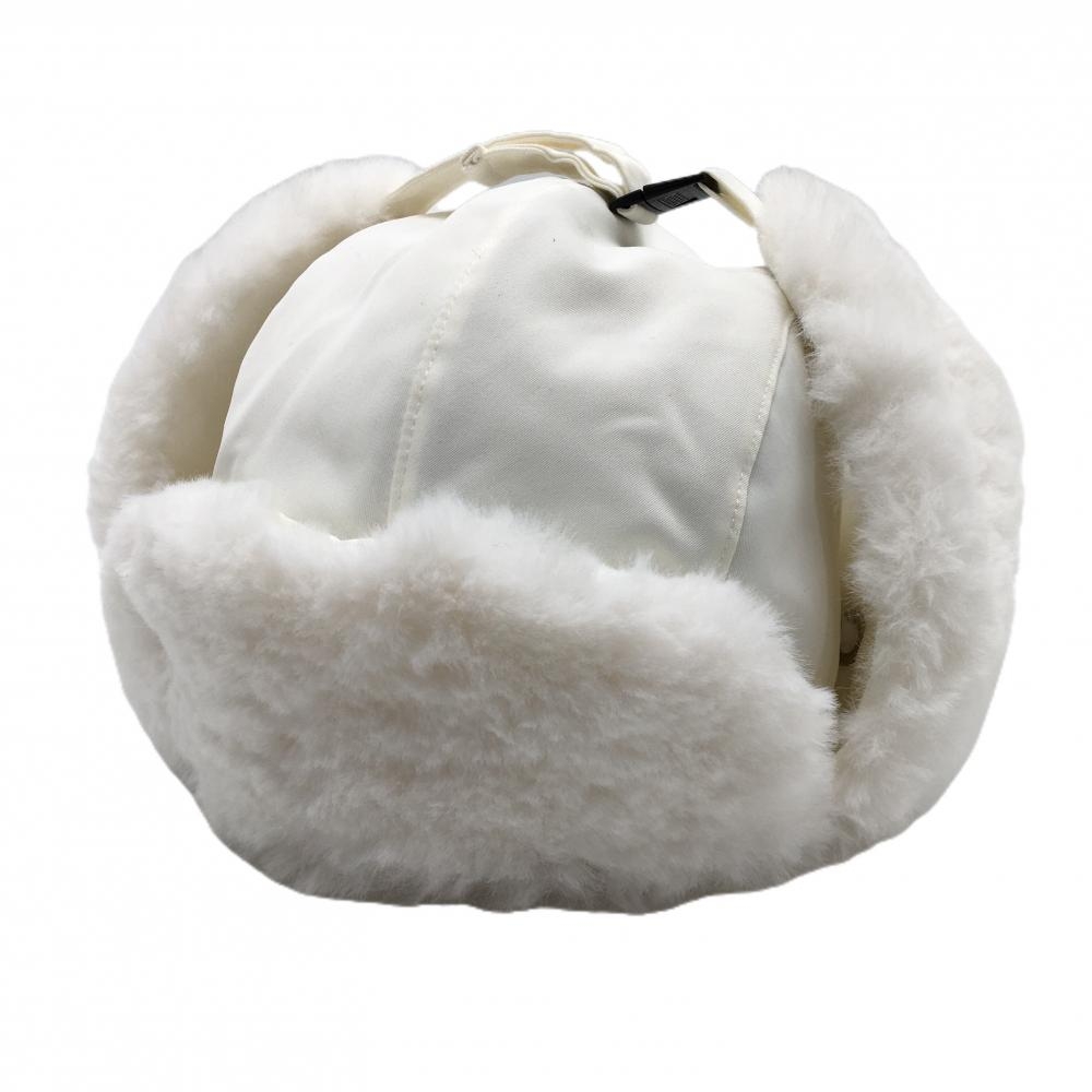 【超美品】ヒールクリーク 耳当て付キャップ 白 ファー レディース 40 ゴルフウェア Heal Creek