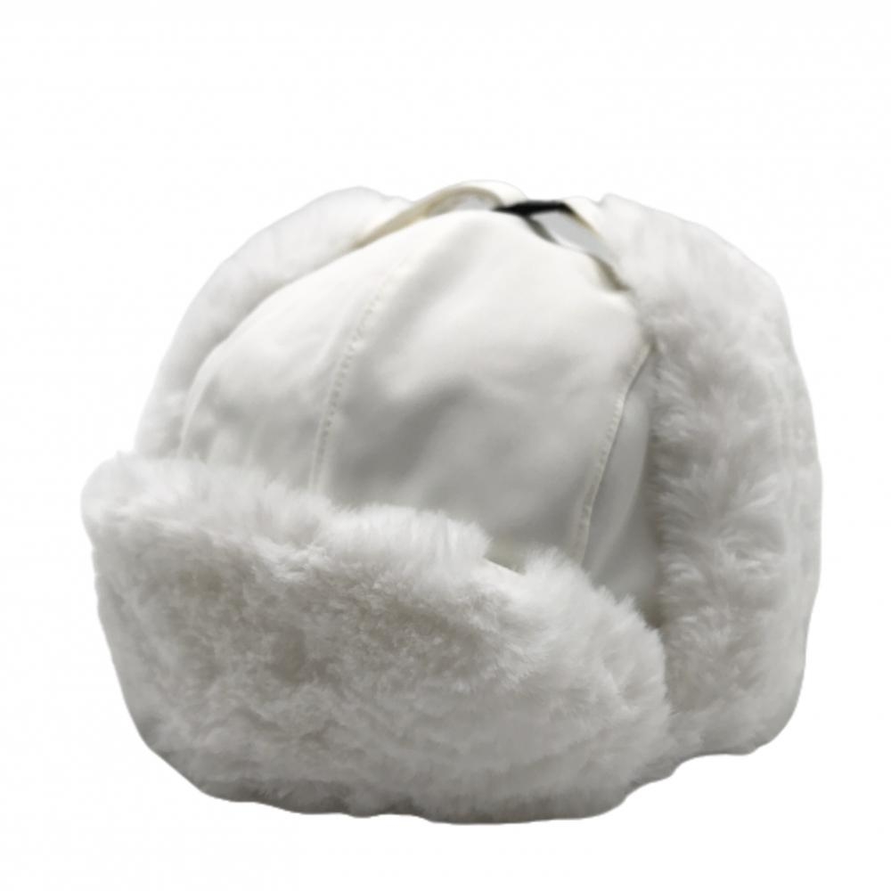 【超美品】ヒールクリーク 耳当て付パイロットキャップ 白 フェイクファー レディース 40 ゴルフウェア Heal Creek