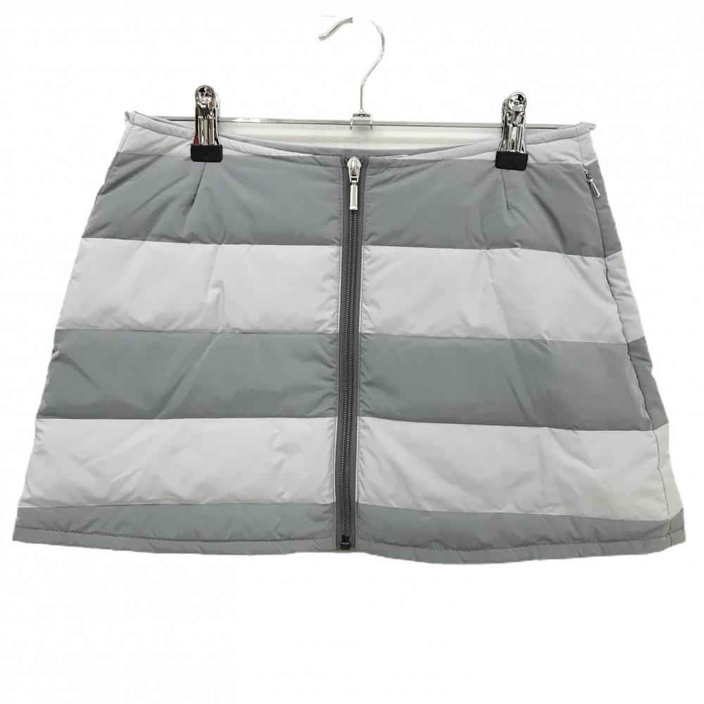 【美品】ヒールクリーク ダウンスカート グレー 太ボーダー 軽量  レディース 38(S) ゴルフウェア Heal Creek