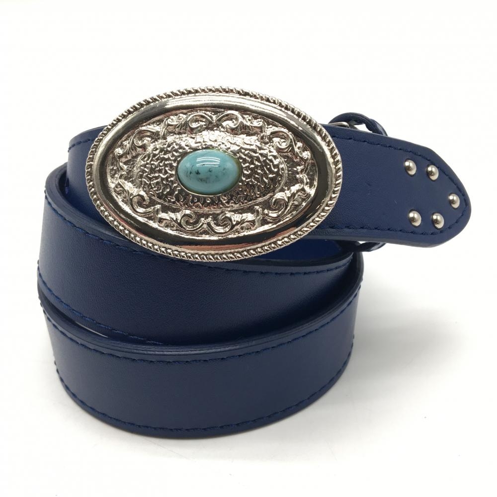 【美品】ビバハート トップ式ベルト ネイビー シルバーバックル レディース  ゴルフウェア VIVA HEART