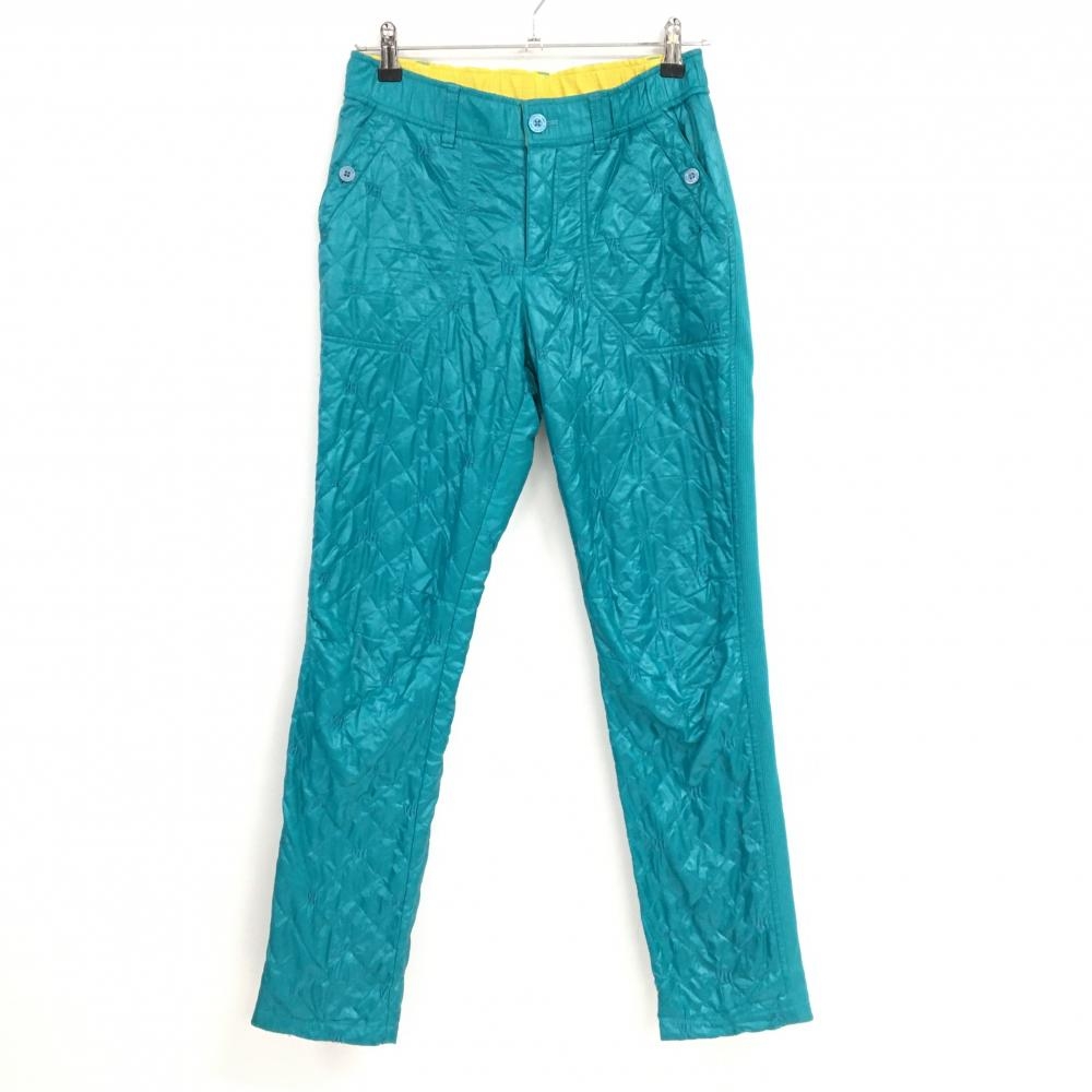 ビバハート 中綿パンツ ブルーグリーン キルティング リボン刺しゅう 裏起毛 レディース 40(M) ゴルフウェア VIVA HEART