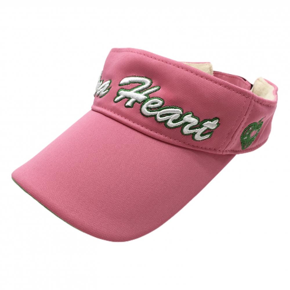 ビバハート サンバイザー ピンク×白 立体ロゴ刺しゅう 内側パイル地 レディース 40 ゴルフウェア VIVA HEART