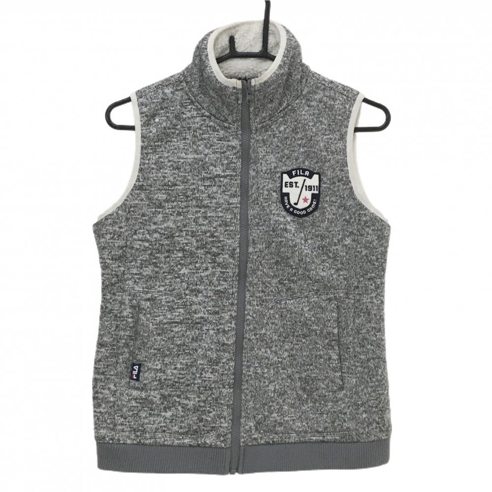 フィラゴルフ アウターニットベスト 杢グレー 内側ボア レディース M ゴルフウェア FILA GOLF