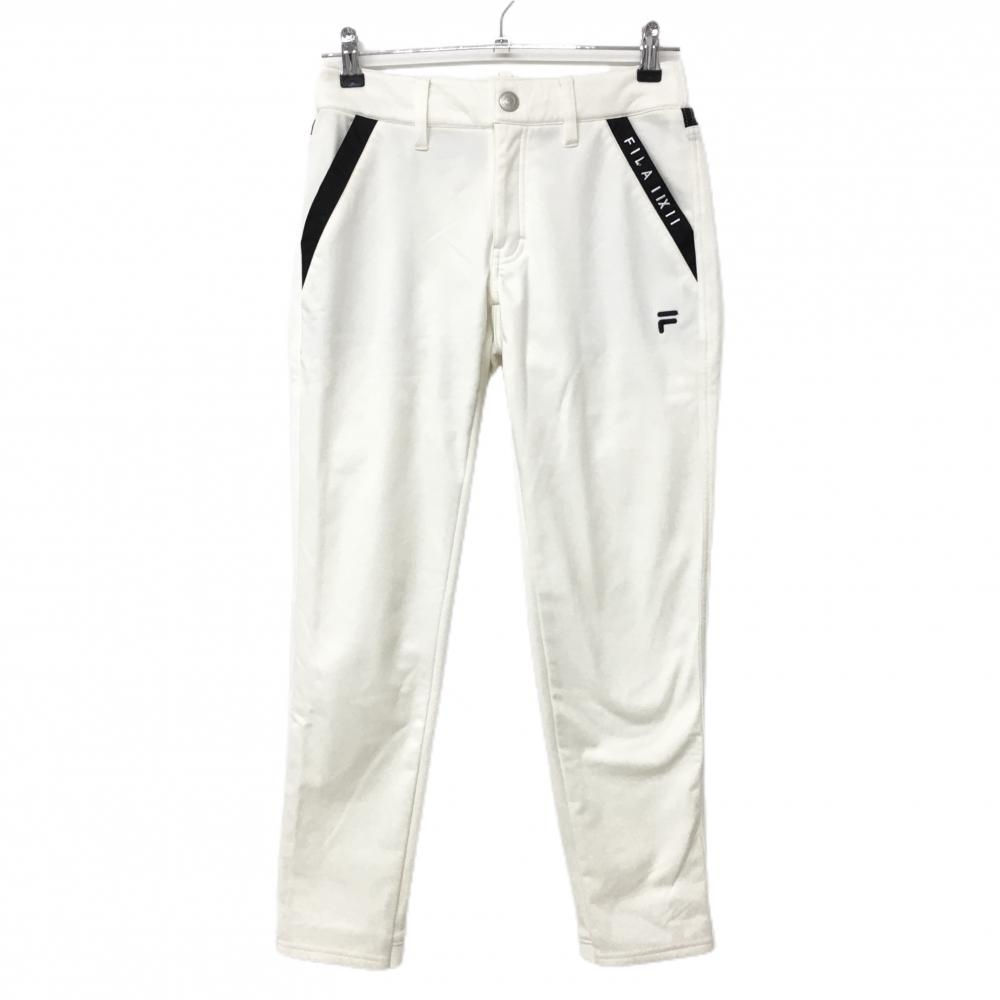 フィラゴルフ パンツ 白×黒 裏起毛 ウエスト後ろ・裾後ろゴム レディース M ゴルフウェア FILA GOLF