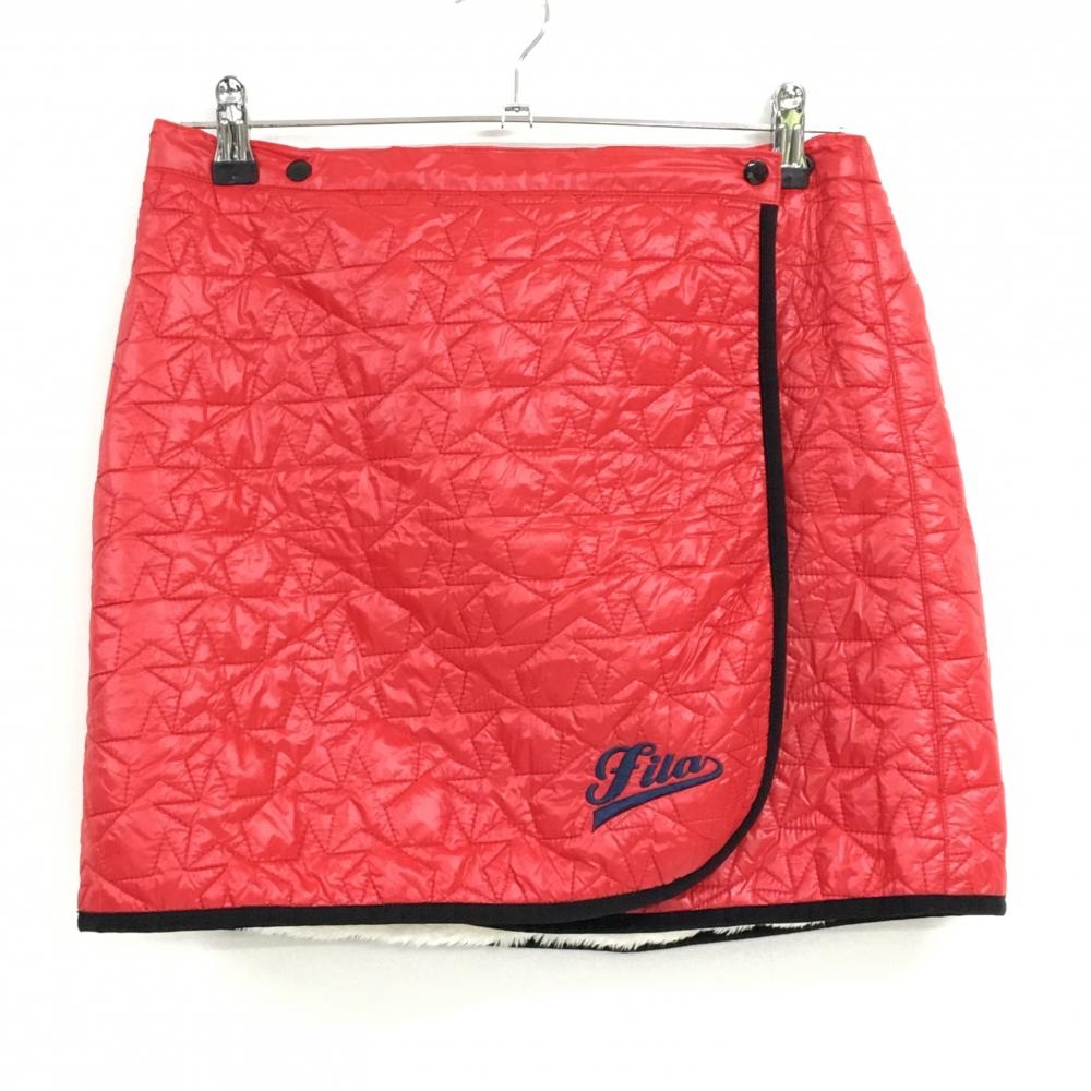 フィラゴルフ 中綿リバーシブル巻きスカート レッド×黒　裏白 星柄キルティング 裏ボア  レディース 表記無し ゴルフウェア FILA GOLF