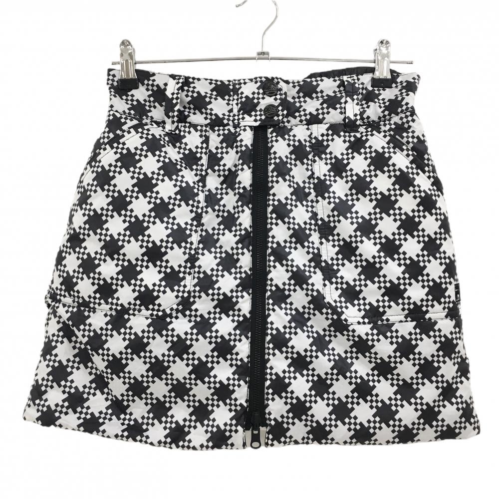 【美品】フィラゴルフ 中綿リバーシブルスカート 白×黒 総柄 裏ボア レディース M ゴルフウェア FILA GOLF