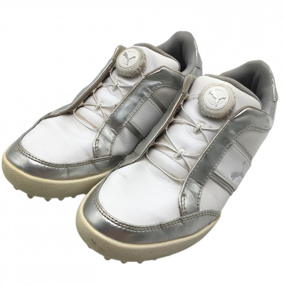 プーマ ゴルフシューズ 白×シルバー 193527-05 スパイクレス ダイヤル式  レディース 23.0 ゴルフウェア PUMA