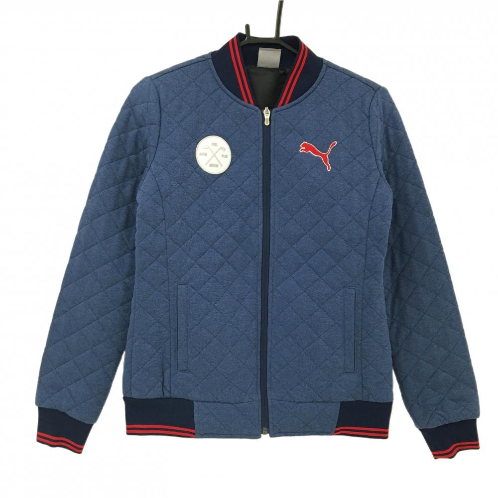 【超美品】プーマ 中綿ジャケット 杢ネイビー×レッド キルティング  レディース M ゴルフウェア PUMA