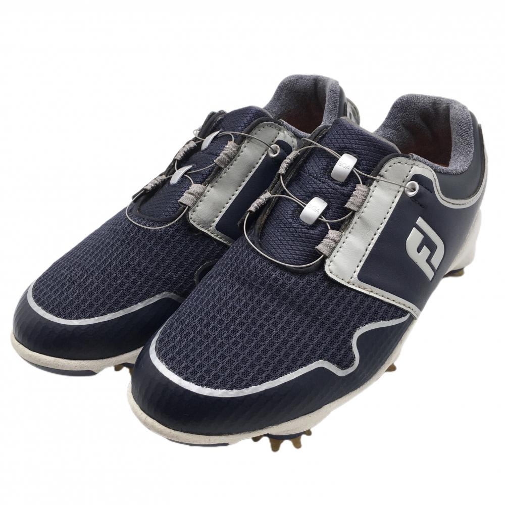 【美品】フットジョイ ゴルフシューズ ネイビー×シルバー 96208J BOA ダイヤル式 レディース 22.5 ゴルフウェア FootJoy