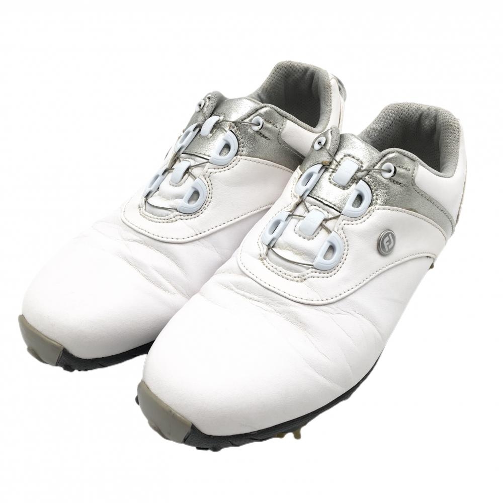 フットジョイ ゴルフシューズ 白×シルバー 97180J ソフトスパイク BOA ダイヤル式 レディース 24.0 ゴルフウェア FootJoy