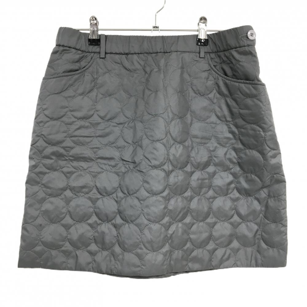 【超美品】ブラックアンドホワイト 中綿スカート グレー キルティング 丸 バックロゴ レディース LL ゴルフウェア Black＆White