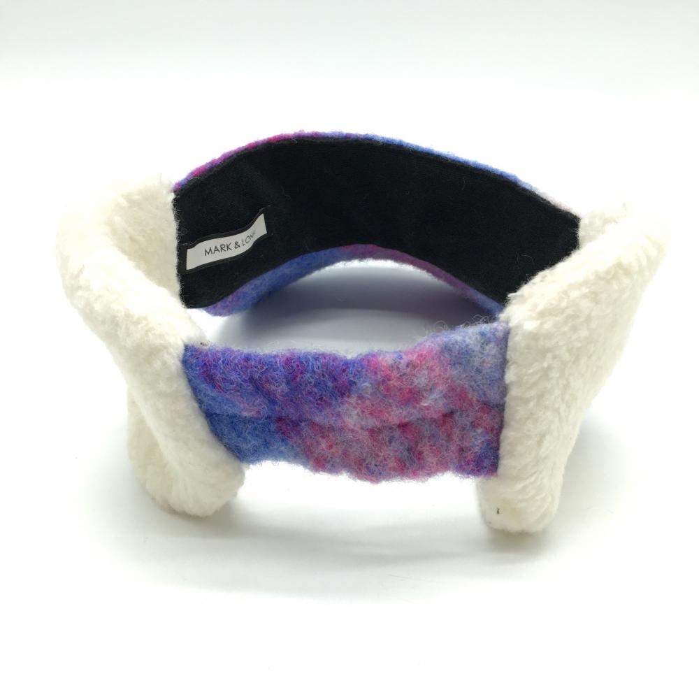 美品】マークアンドロナ 耳当て付サンバイザー ブルー系×ピンク系×白