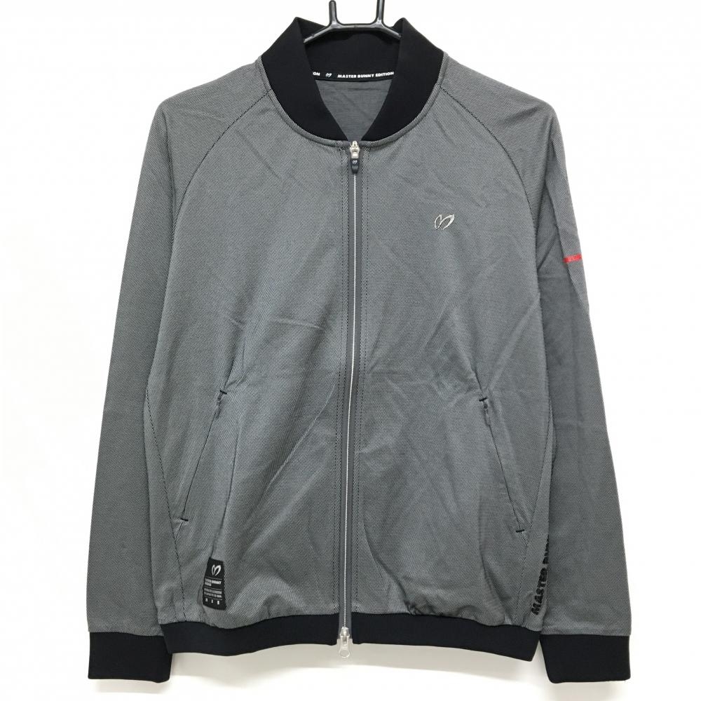 【超美品】マスターバニー ブルゾン 黒×白 細目織生地 バックロゴ レディース 2(L) ゴルフウェア MASTER BUNNY EDITION