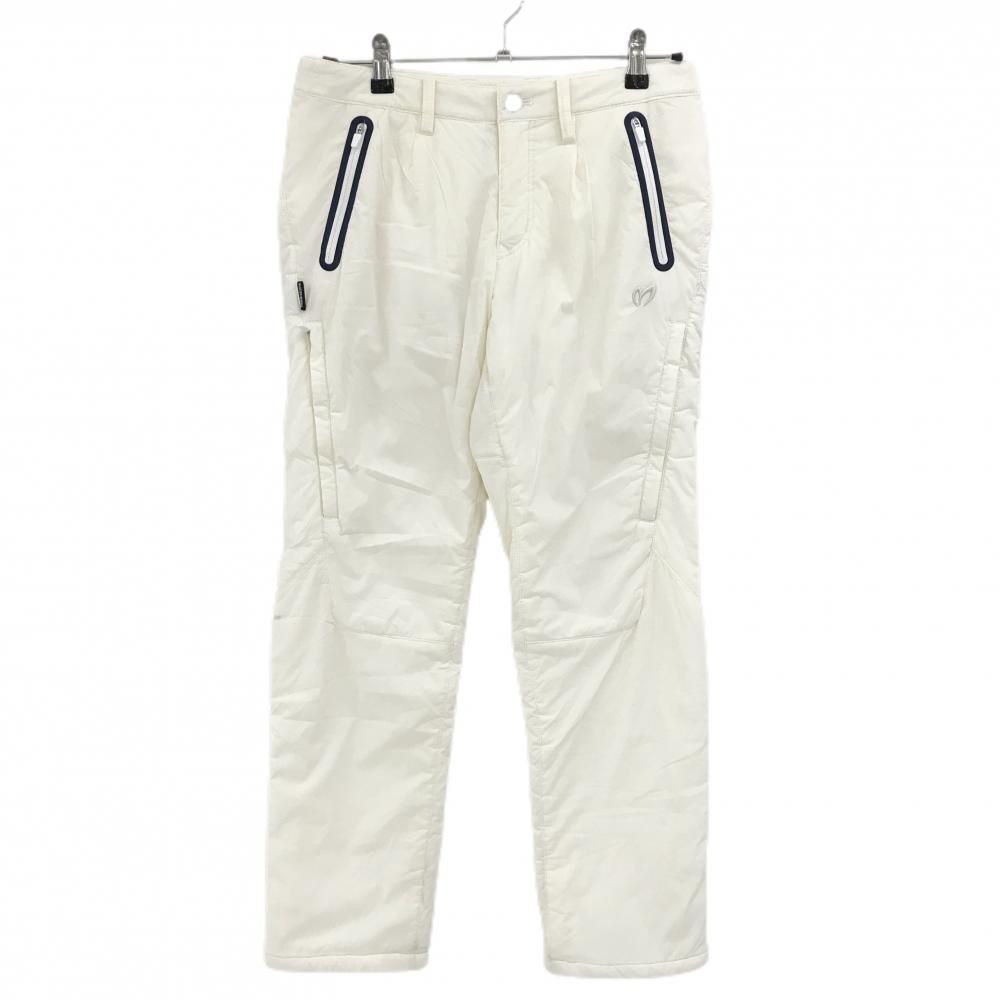 【美品】マスターバニー 中綿パンツ アイボリー×ネイビー 立体ロゴ刺しゅう レディース 1(M) ゴルフウェア MASTER BUNNY EDITION