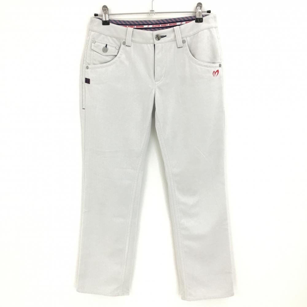 【美品】マスターバニー パンツ ライトベージュ ヘリンボーン ベロア調  レディース 2(L) ゴルフウェア MASTER BUNNY EDITION