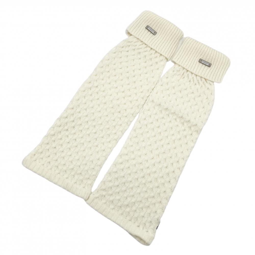 【超美品】マスターバニー ニットレッグウォーマー 白 ロゴ レディース  ゴルフウェア MASTER BUNNY EDITION
