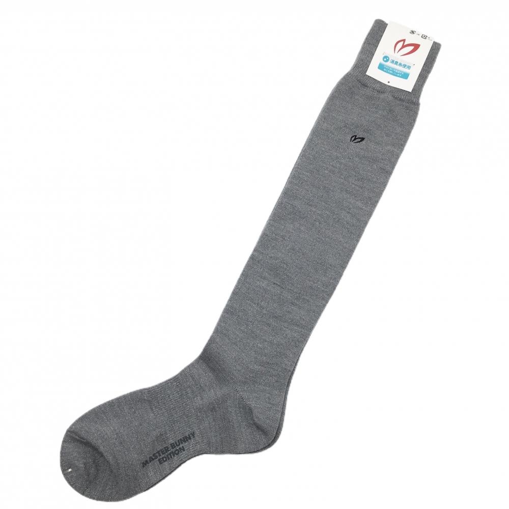【新品】マスターバニー ハイソックス グレー ラメ ロゴ黒 レディース FR ゴルフウェア MASTER BUNNY EDITION