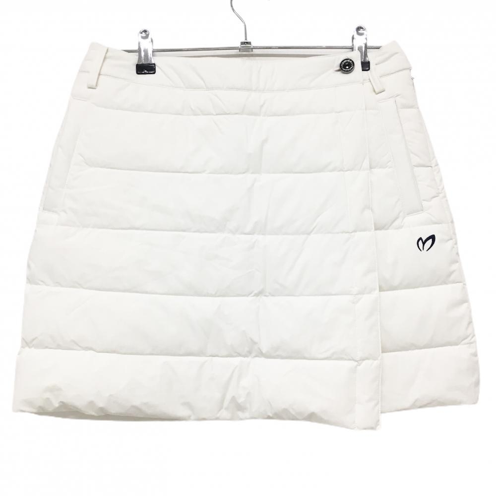 【超美品】マスターバニー ダウンスカート 白 ロゴネイビー 巻きスカート風 レディース 1(M) ゴルフウェア MASTER BUNNY EDITION