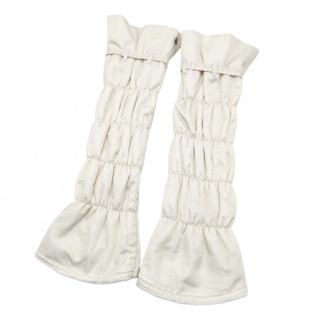 【超美品】マリクレールスポール 中綿レッグウォーマー ベージュ 地模様 裏ボア レディース  ゴルフウェア marie claire