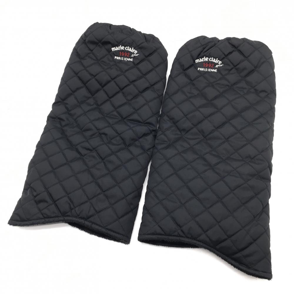 【超美品】マリクレール リバーシブルレッグウォーマー 黒 キルティング 裏ボア  レディース  ゴルフウェア marie claire