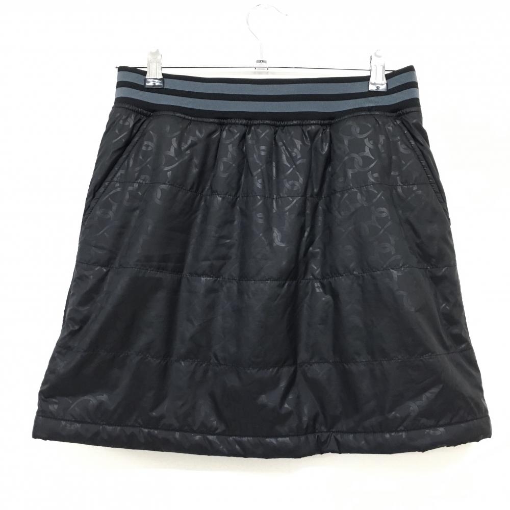 【超美品】マリクレール 中綿スカート 黒×グレー 地模様 ウエストゴム・ライン  レディース M ゴルフウェア marie claire