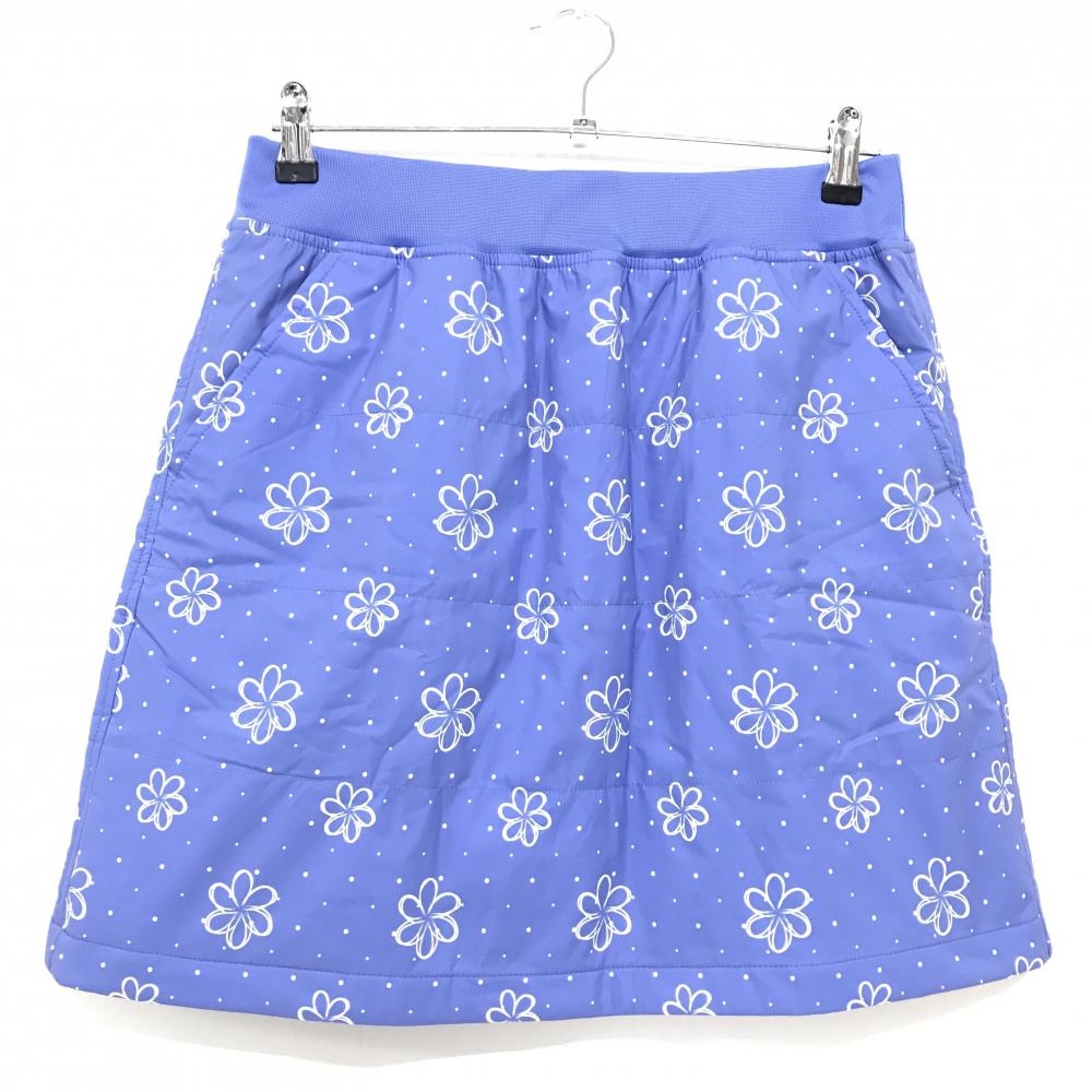 【超美品】マリクレールスポール 中綿スカート ブルーパープル×白 花柄 ドット柄 レディース LL ゴルフウェア marie claire