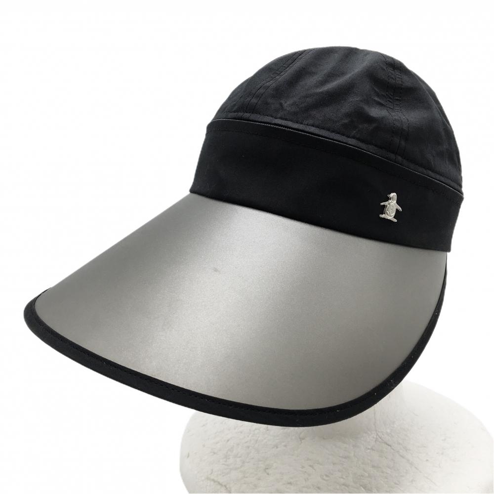 【美品】マンシングウェア 2WAYつば広キャップ 黒 クラウン着脱可 サンバイザー レディース F(55-59cm) ゴルフウェア Munsingwear