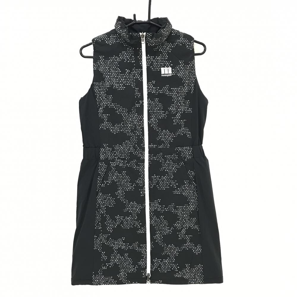 超美品】マンシングウェア リバーシブル中綿ワンピース 黒×白 総柄