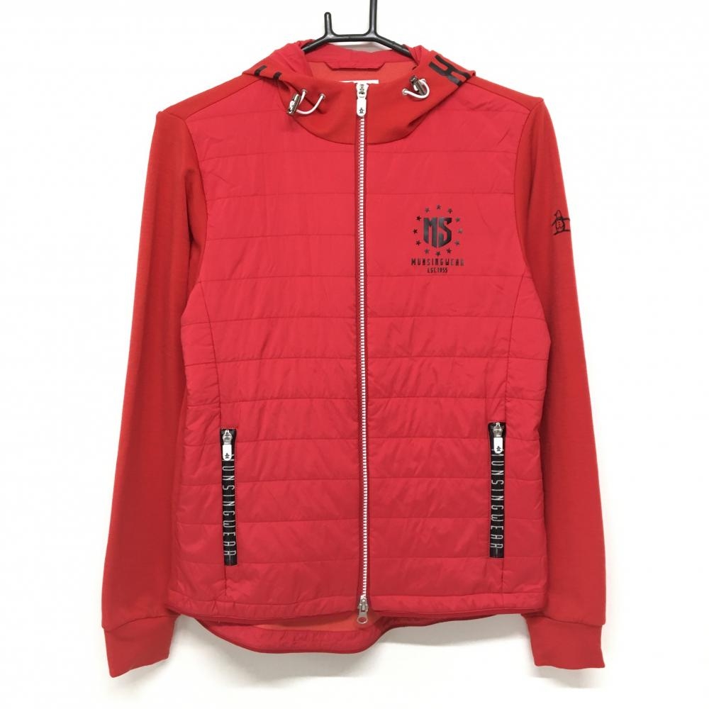 美品】マンシングウェア 切替中綿ジャケット レッド×黒 前身頃中綿