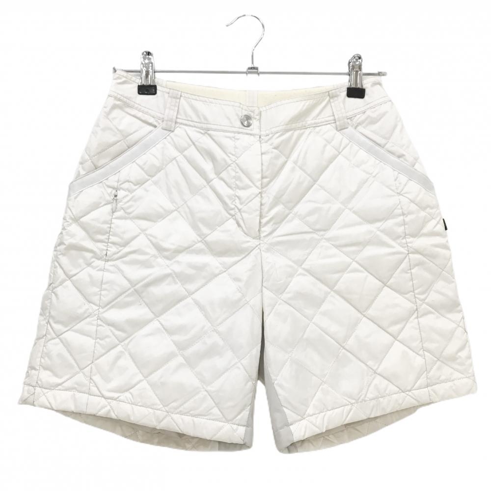 マンシングウェア 中綿ハーフパンツ 白 ロゴ黒 キルティング レディース M ゴルフウェア Munsingwear