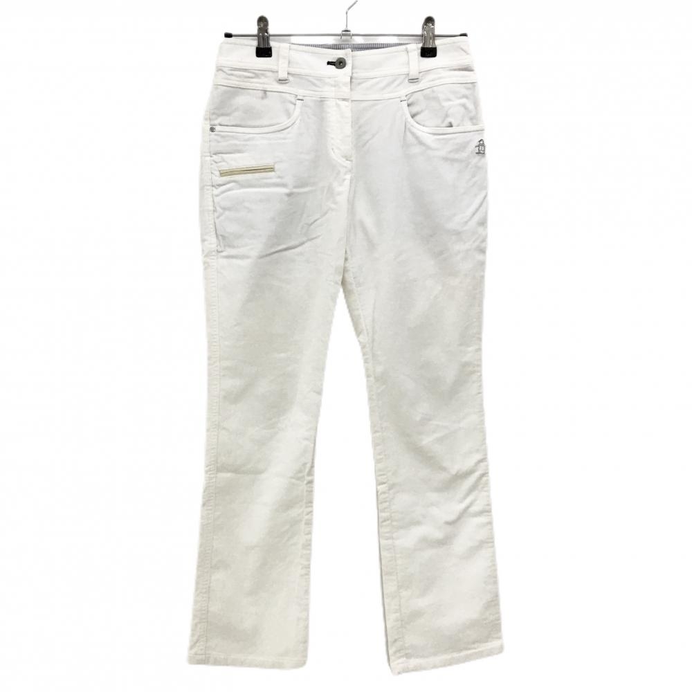 マンシングウェア コーデュロイパンツ 白 ロゴ刺しゅう レディース 9 ゴルフウェア Munsingwear