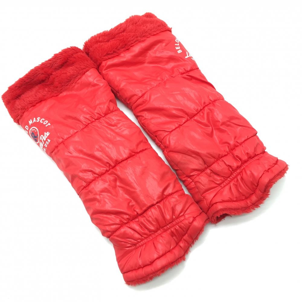 【超美品】マンシングウェア リバーシブルレッグウォーマー レッド 裏ボア ドローコード レディース  ゴルフウェア Munsingwear