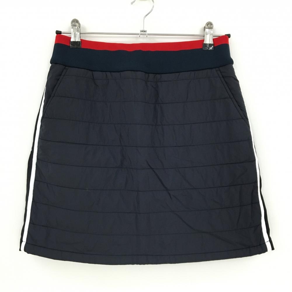【超美品】マンシングウェア 中綿スカート ダークネイビー×レッド ウエストゴム＆調節紐  レディース L ゴルフウェア Munsingwear